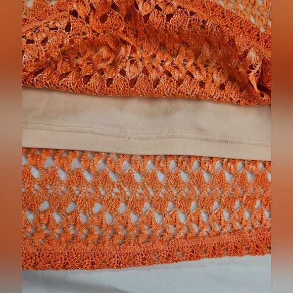 Notations Womens Orange Ombre Short Sleeve Top With Separate Tank Top Size Large - Picture 4 of 7